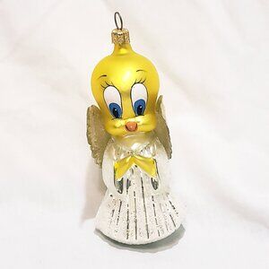 Christopher Radko Little Angel Tweety Glass Ornament 1996 Glitter 5" Warner Bros